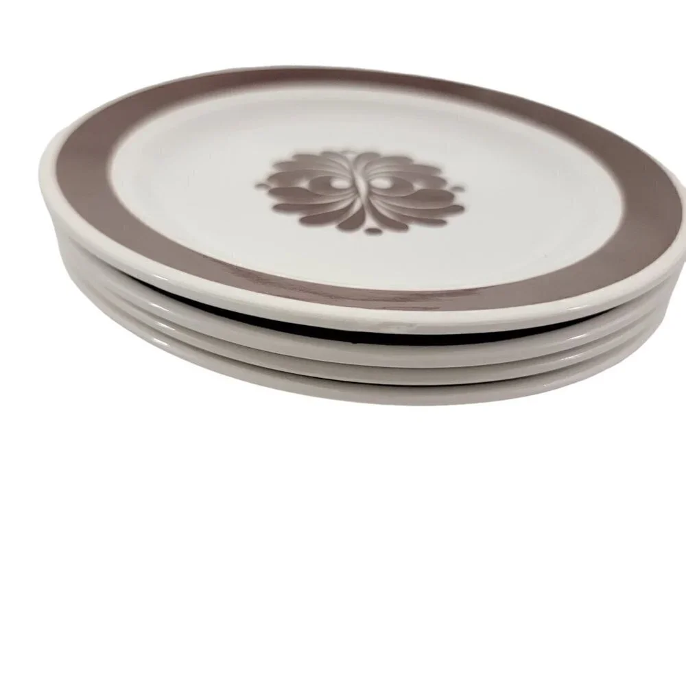 Vtg Egersund Norway TANA Brown Retro Appetizer Dessert Bread & Plates – Set of 4